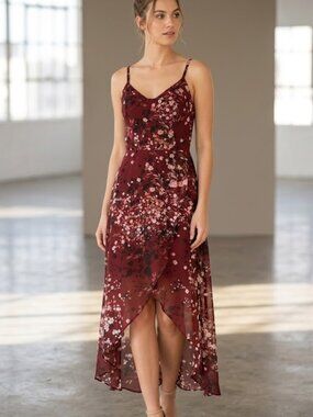 Lily Rose Size XS Corset Sheer Flowy Summer Dress Spaghetti Strap Floral Guest